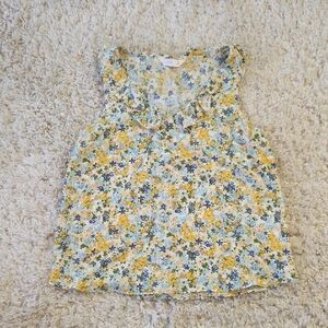 LC Lauren Conrad Blue and Yellow Floral Blouse